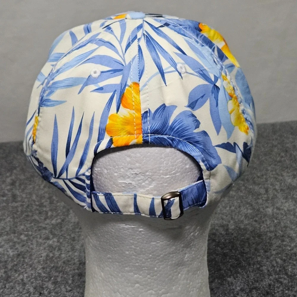 Matte Grey Tropical Hat Flat Brim Blue Yellow Floral Strapback Sample Cap Bright
